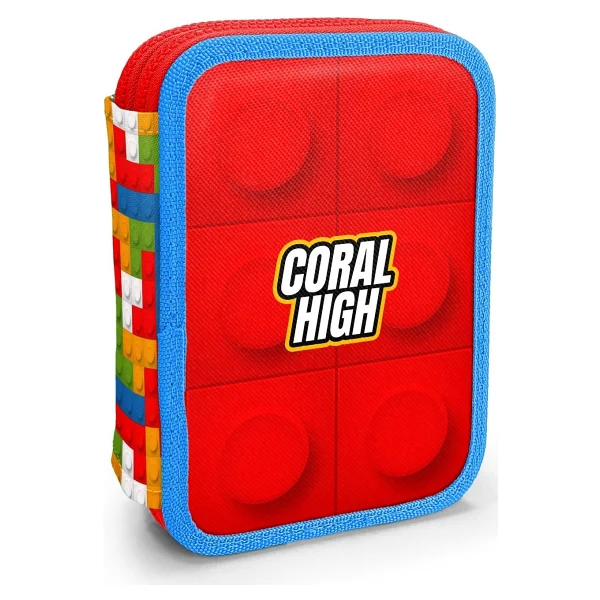Coral High 11157 Blok Desenli Çift Katlı Kalemlik - Görsel 2