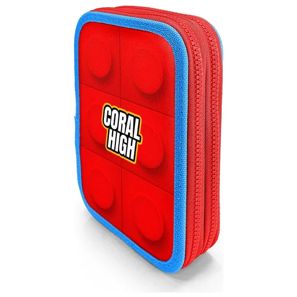 Coral High 11157 Blok Desenli Çift Katlı Kalemlik - Görsel 3