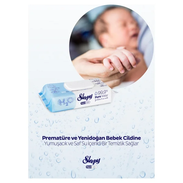 Sleepy Aquacare H2o Yenidoğan 50 Yaprak 2'li Paket Islak Mendil - Görsel 4