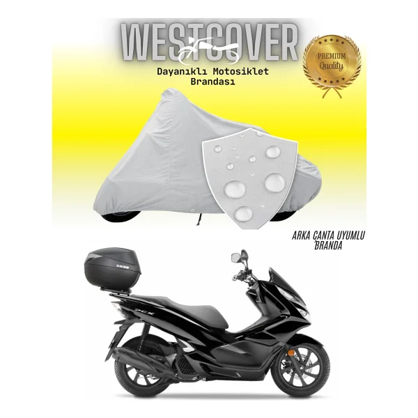 Honda Pcx125 Arka Çanta Uyumlu Motosiklet Brandası,Örtüsü Gri - Görsel 5