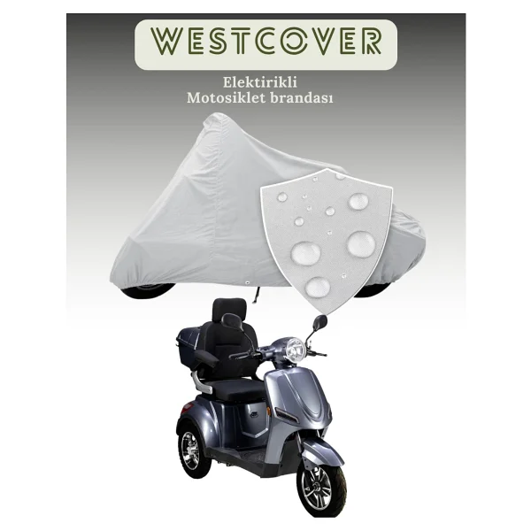 Volta Vm4 Neo Üç Tekerli Elektrikli Moped Koruma Örtüsü Brandası Lüx Kalite - Gri - Görsel 4