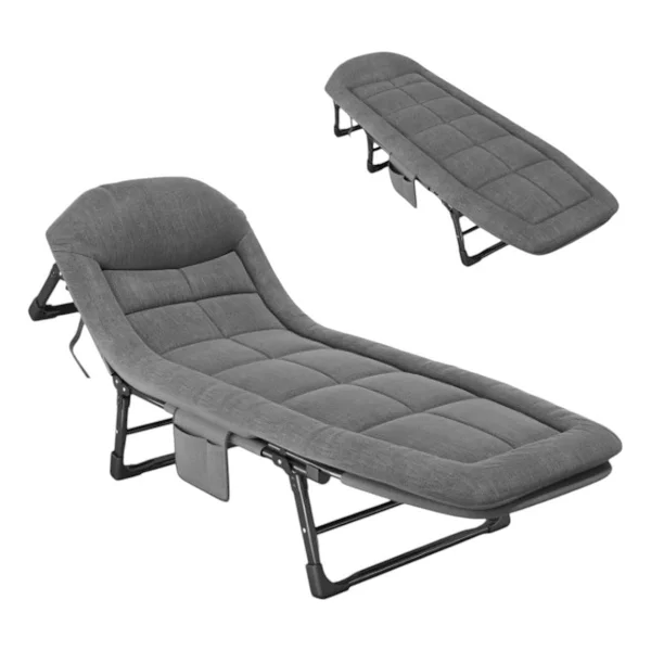 Sunup Sn-26974 Taşınabilir Ayarlanabilir 5 Kademe Sünger Kamp Yatak Şezlong (Açık Gri) - Görsel 4
