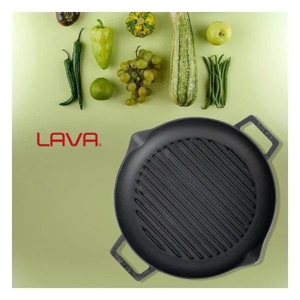 Lava Döküm 26 cm Metal Kulplu Yuvarlak Izgara Tava - Görsel 7
