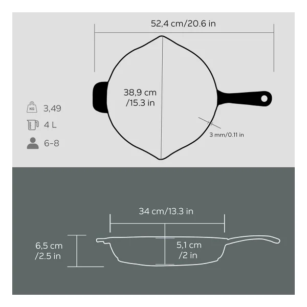Lava Yuvarlak Yekpare Saplı 34 Cm Demir Döküm Kızartma Tavası - Görsel 5