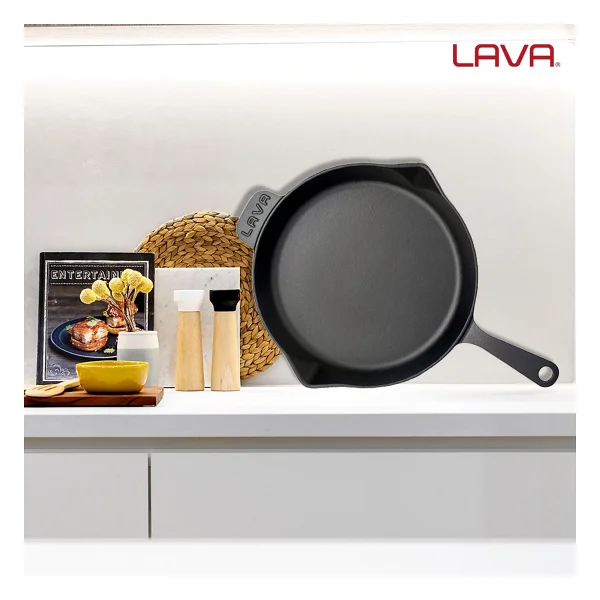 Lava Yuvarlak Yekpare Saplı 34 Cm Demir Döküm Kızartma Tavası - Görsel 7
