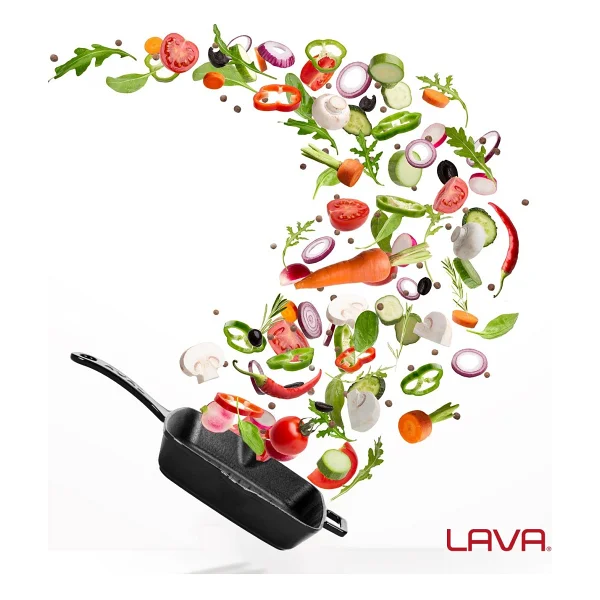 Lava Kare Yekpare Saplı Siyah 20x20 Cm Döküm Izgara Tava - Görsel 7