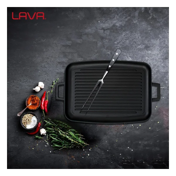 Lava Metal Kulplu 31x42 Cm Döküm Grill Fırın Tepsisi - Görsel 7