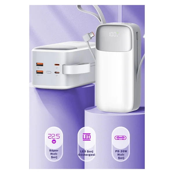 Sword Sw-50po3 Siyah 50000 mAh Hızlı Şarj Powerbank - Görsel 6