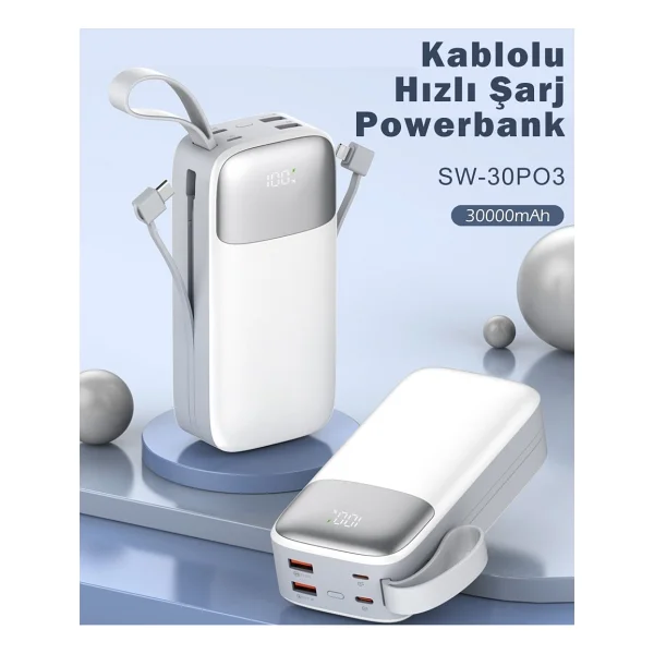 Sword Sw-30po3 Siyah 30000 mAh Hızlı Şarj Powerbank - Görsel 5
