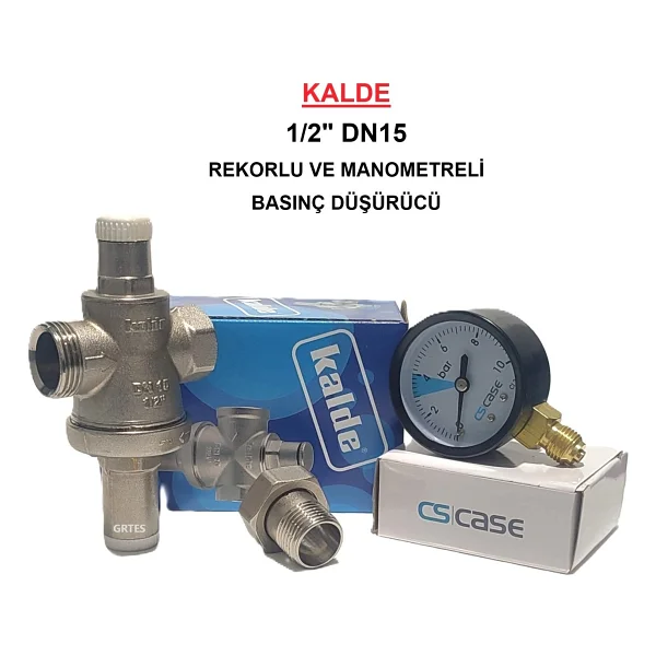 Kalde 1/2" Dn15 Rekorlu Su Basınç Düşürücü + Case Manometre - Pressure Reducing Valves (With Manometer) - Görsel 5