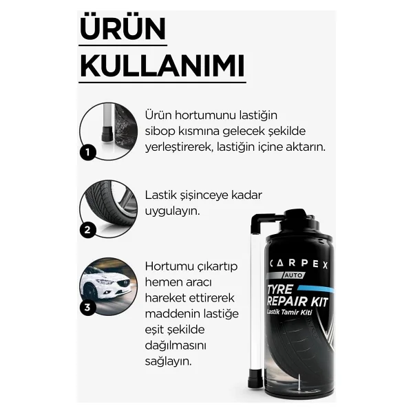 Carpex 300 Ml Lastik Tamir Kiti Sprey - Görsel 5