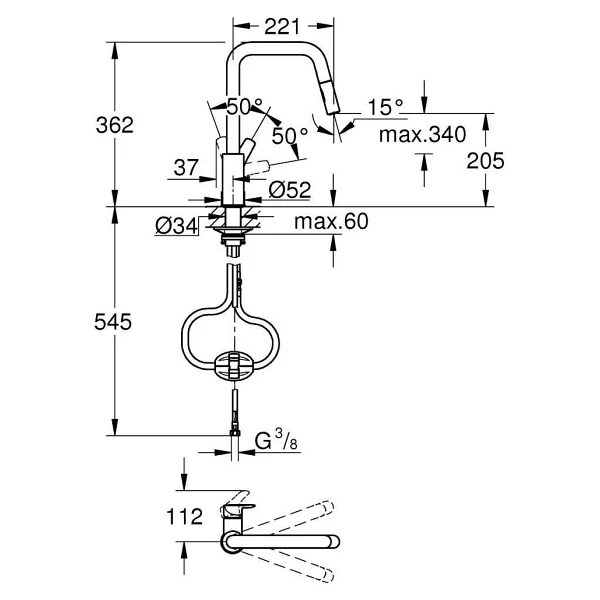 Grohe Eurosmart 30619dc0 Supersteel Spiralli Mutfak Bataryası - Görsel 5