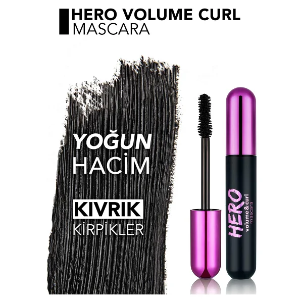 Flormar Hero Volume & Curl Yoğun Hacim Veren Siyah Maskara - Görsel 5