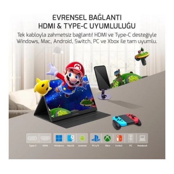 Ezcool Lite E15 15.6" 4 Ms Full HD Ips 60 Hz Taşınabilir Monitör - Görsel 5