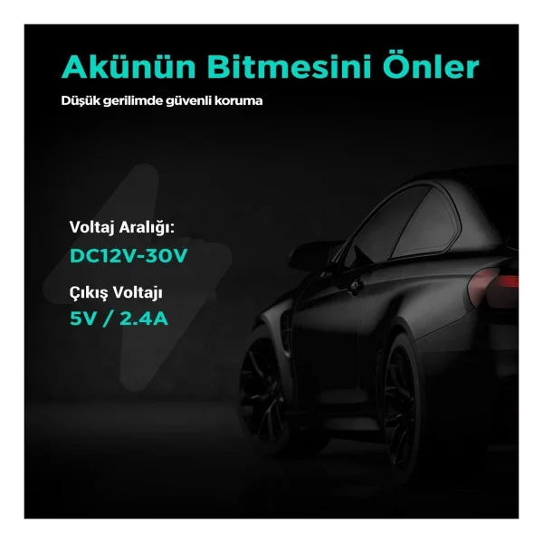 360+ Botslab G300h Pro/Hk30 Pro Araç İçi Kamera 24 Saat Park Modu Kiti Akü Bağlantı Kablosu (Micro USB) - Görsel 5