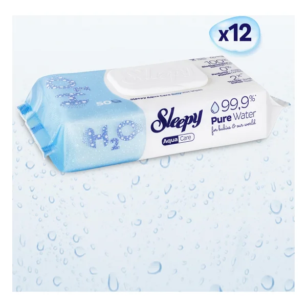Sleepy Aquacare H2o Yenidoğan 50 Yaprak 12'li Paket Islak Mendil - Görsel 2