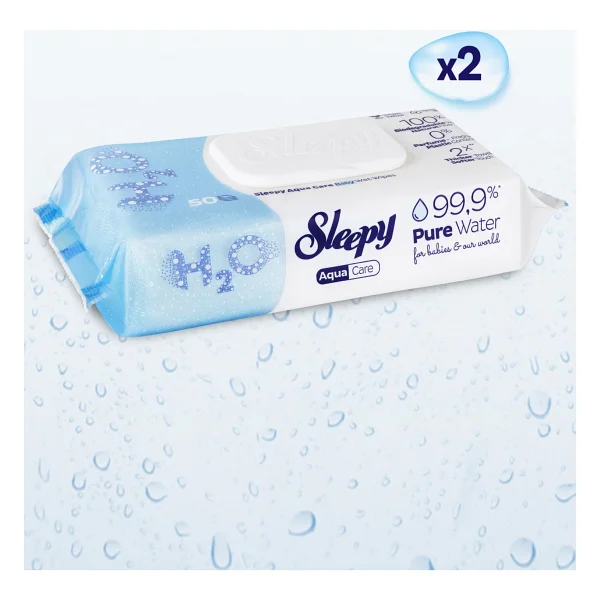 Sleepy Aquacare H2o Yenidoğan 50 Yaprak 2'li Paket Islak Mendil - Görsel 2