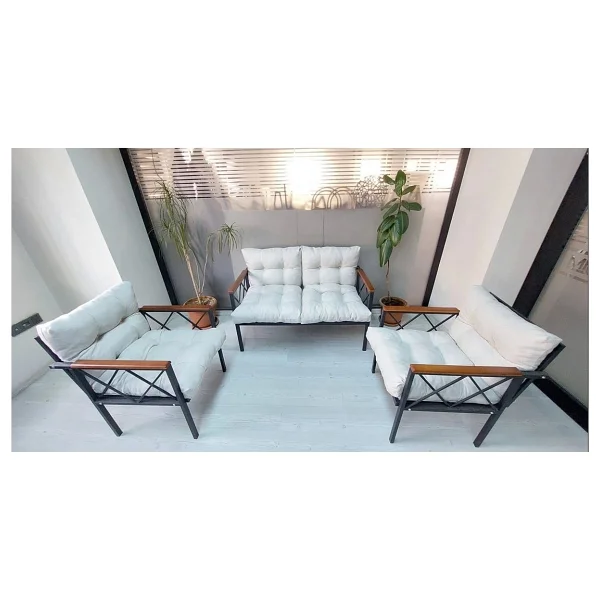 Adım Shops Balkon-Bahçe-Kafe Çay Seti Koltuk Oturma Takımı-Oturma Grubu Miami - Bej - Görsel 3
