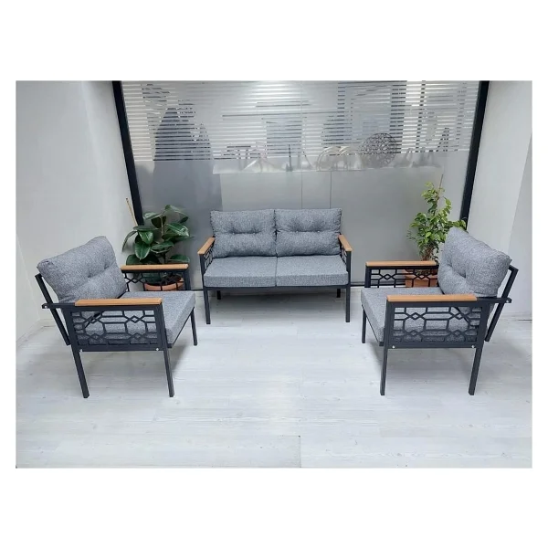 Adım Shops Inci Balkon-Bahçe-Kafe Çay Seti Koltuk Oturma Takımı-Oturma Grubu - Gri - Görsel 2