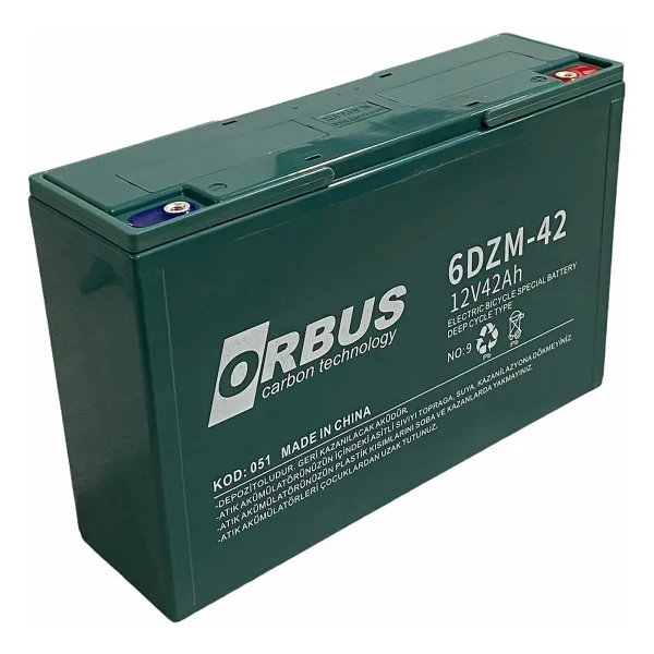 Orbus 12v 42 Ah Elektrikli Bisiklet Aküsü Deep Cycle (Uzun Ömürlü) (265x80x170) (10,3 Kg) - Görsel 2