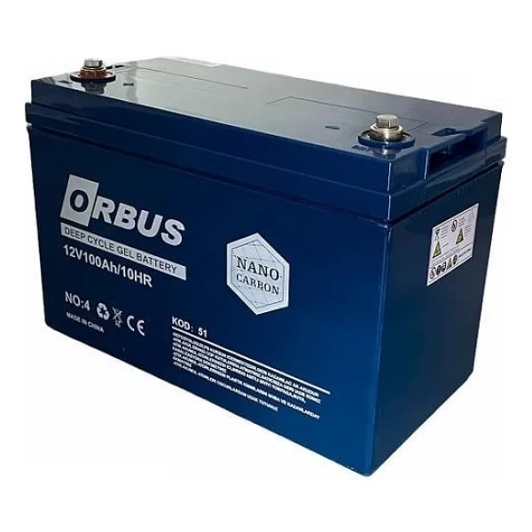 Orbus 12v 100 Ah Jel Akü 10 Hr (Nano Carbon) (330x173x222) (30 Kg) Tse'li - Görsel 2