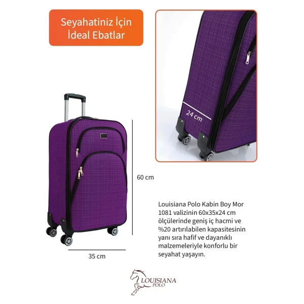 Louisiana Polo 1081 Kumaş Mor Kabin Boy Valiz - Görsel 9