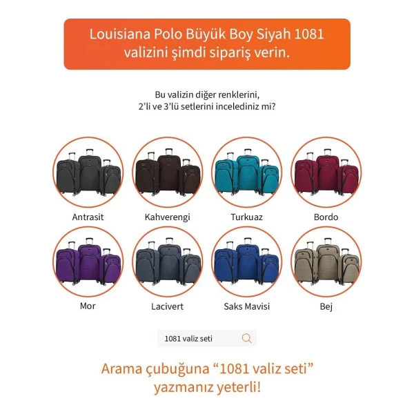Büyük Boy 4 Teker Kumaş Valiz Siyah 1081 - Görsel 8