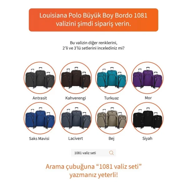 Louisiana Polo 1081 Kumaş Bordo Büyük Boy Valiz - Görsel 8