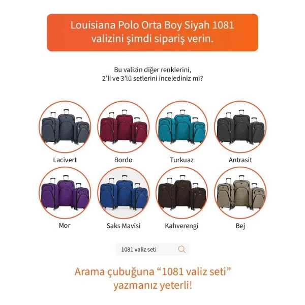 Louisiana Polo 1081 Kumaş Siyah Orta Boy Valiz - Görsel 8