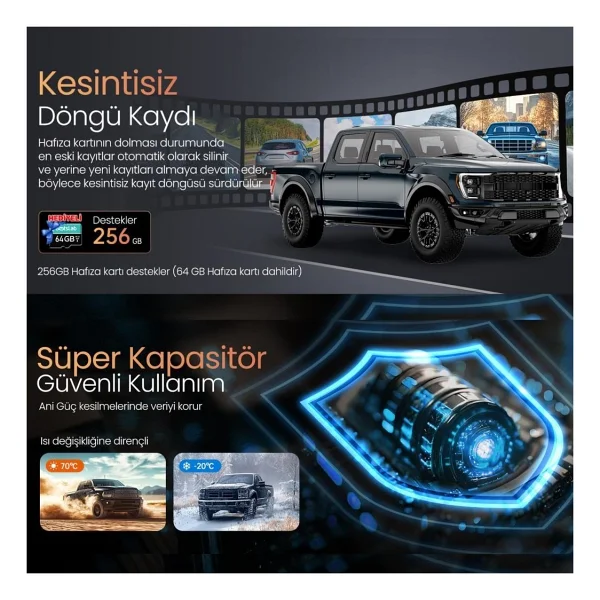 Botslab 360+ G980h Pro Ön Ve Arka Araç Kamerası Seti - Görsel 5