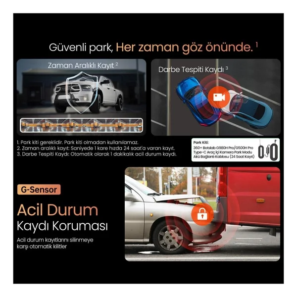 Botslab 360+ G980h Pro Ön Ve Arka Araç Kamerası Seti - Görsel 6