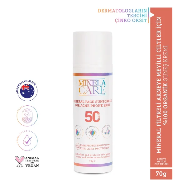 Minela Care Akneye Eğilimli Ciltler İçin Mineral Filtreli 70 Gr 50 Faktör Güneş Kremi - Görsel 9