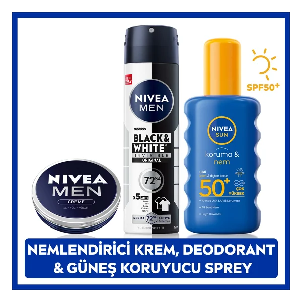 Nıvea Sun Güneş Koruyucu Erkek Kişisel Bakım Seti,Spf50+ Güneş Kremi 200 Ml,Deodorant,Nemlendirici - Görsel 2