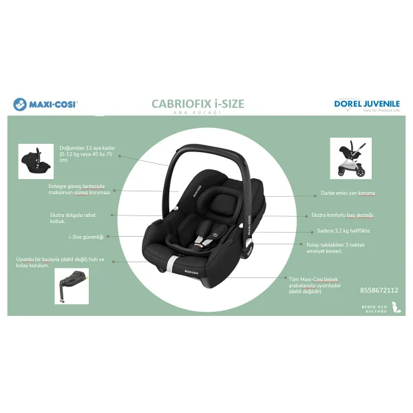 Maxi-Cosi Cabriofix Essential Black 0-13 Kg Oto Koltuğu - Görsel 10