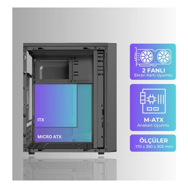 Revenge Razor Micro Atx Bilgisayar Kasası - Görsel 3