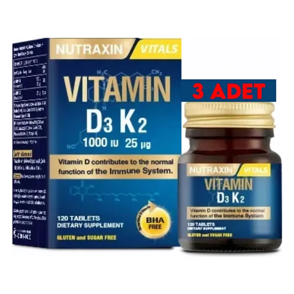 Nutraxin Vitamin D3 K2 120 Tablet 3'lü - Görsel 5