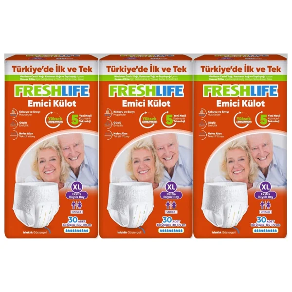 Freshlife Emici Külot Ekstra Büyük Boy XL 30'lu 3 Adet Hasta Bezi - Görsel 6