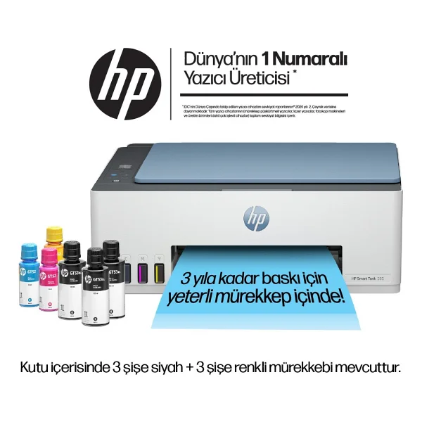 Hp Smart Tank 585 1f3y4a Wi-Fi + Tarayıcı + Fotokopi Renkli Çok Fonksiyonlu Mürekkep Püskürtmeli Yazıcı - Görsel 2