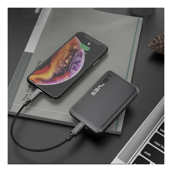 Lenyes PW139D Siyah 10000 mAh Kablosuz Hızlı Şarj Powerbank - Görsel 4