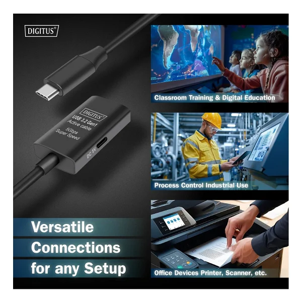 Digitus 5G - USB 3.2 Gen1 USB-C - USB-C (M /F) Aktif USB-C Uzatma Kablosu 5 M - Görsel 4