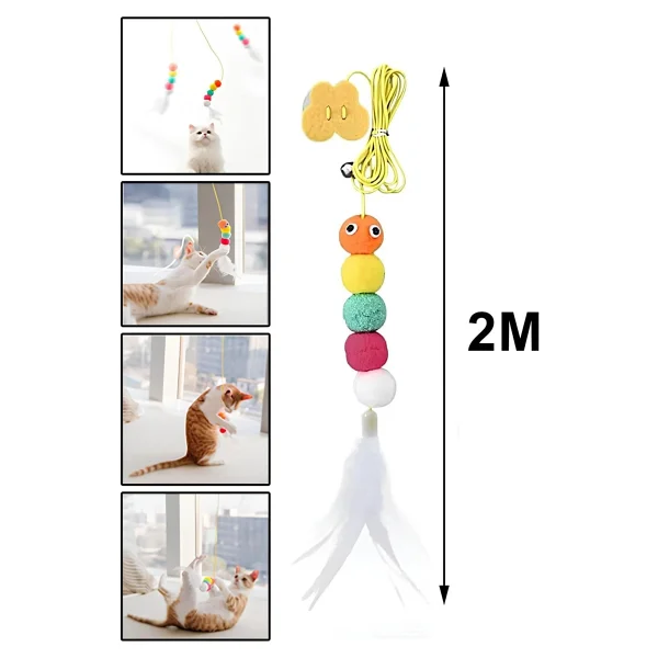 Pribor Tırtıl Kedi Oyuncağı, Kendinden Yapışkanlı, Zilli, Elastik İpli, Asılı Kedi Oyuncağı - Görsel 9