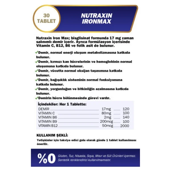 Nutraxin Iron Max 90 Tablet - Görsel 3