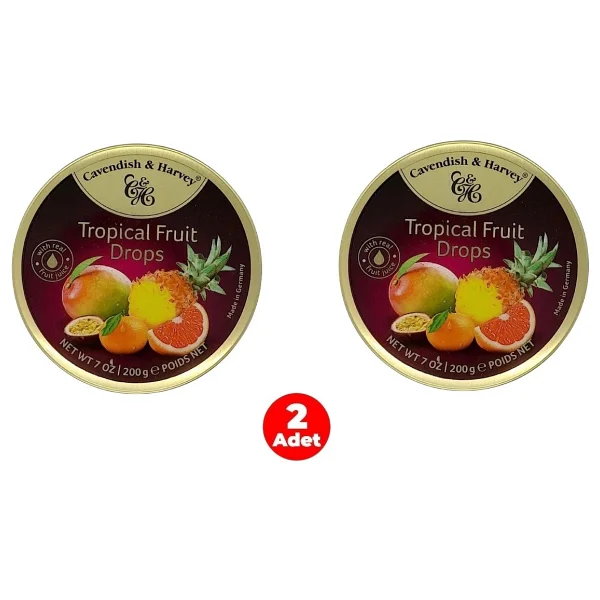 Cavendish & Harvey Tropical Fruit Drops 200 Gr Tropikal Meyve Aromalı Şeker (2 Adet) - Görsel 4
