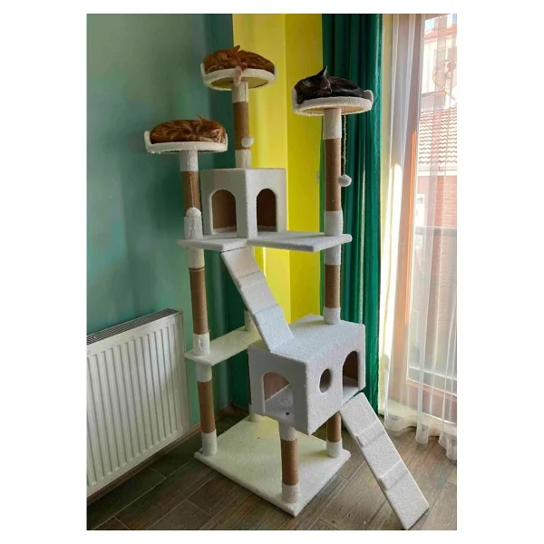 Nursoft Cat City Yeni Rezidans Kedi Oyun Evi Ve Tırmalaması - Beyaz - Görsel 3