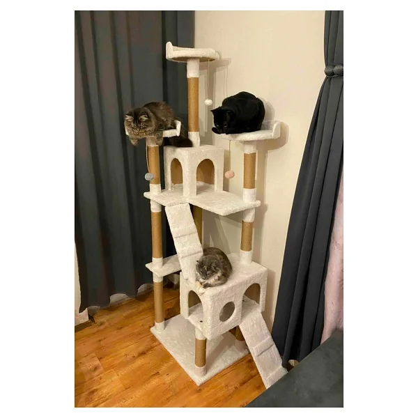 Nursoft Cat City Yeni Rezidans Kedi Oyun Evi Ve Tırmalaması - Beyaz - Görsel 4