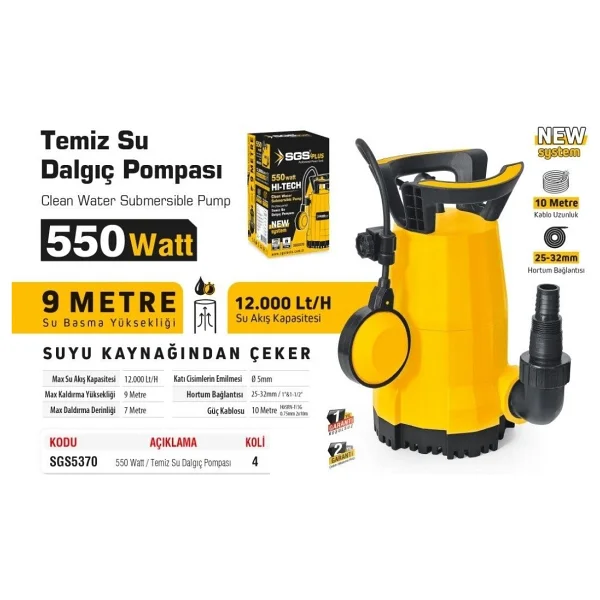 Sgs Sgs5370 Temiz Su Dalgıç Pompa - Görsel 2