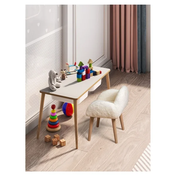 Bounteous Ahşap Çocuk Masa Berjer Sandalye Takımı - Beyaz - Görsel 3