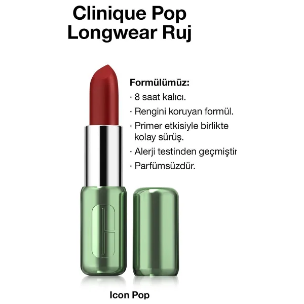 Clinique Pop Longwear Stick Ruj - Görsel 8