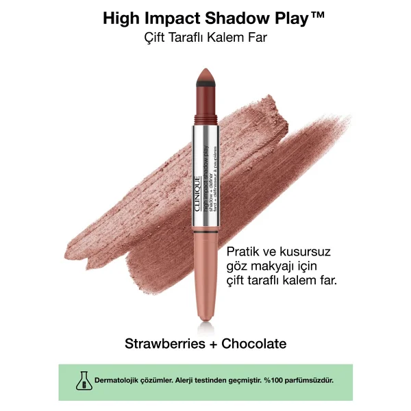 Clinique High Impact Shadow Play Çift Taraflı Strawberries Chocolate Kalem Far - Görsel 8