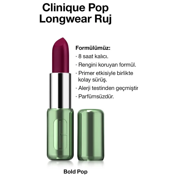 Clinique Pop Longwear Bold Pop Stick Ruj - Görsel 2
